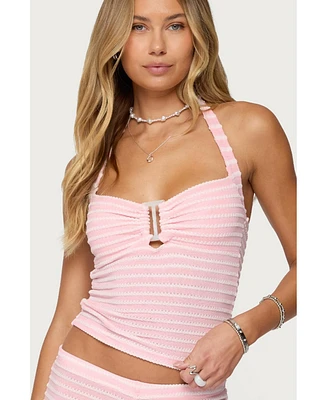 Edikted Women's Lovina Textured Striped Halter Top