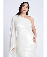 Eloquii Plus One Shoulder Dramatic Sleeve Dress