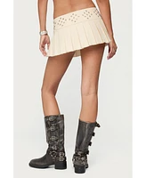 Edikted Women's Lovina Grommet Pleated Mini Skort