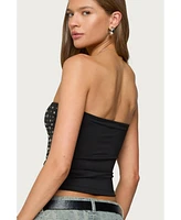 Edikted Women's Blanco Studded Grommet Tube Top