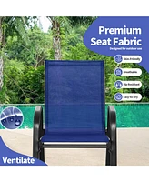 Set of 2 Metal Patio Rocking Chair with Breathable Seat Fabric