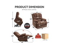 Casainc 23"W Seat High-Back Chenille Power Lift Recliner Chair with 8-Point Vibration Massage and Lumbar Heating