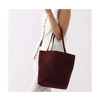 Women's The Veloure Tote Bag - Burgundy Red