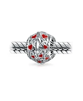 Bling Jewelry Red Silver 'I Love You' Heart Filigree Charm Bead for European Bracelets
