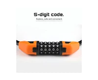5-Digit Combination Lock Bicycle Cable - Anti-theft Security, Resettable Code, Durable Steel Construction, Compact & Lightweight