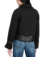 Guess Women's Cropped Quilted-Trim Trench Coat