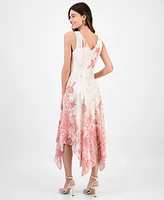 Robbie Bee Women's Cowlneck Handkerchief-Hem Dress