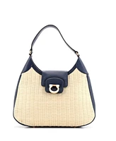 Pre-Owned Salvatore Ferragamo Gancini Flip Lock Hobo Woven Leather