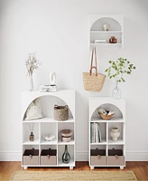 Sourcing Solutions Arched 23" Solid Wood 4 Cubby Entryway Shoe Rack Storage Organizer Cabinet