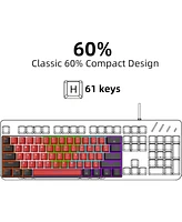 Risokeys 60% Wired Mechanical Keyboard, Mini Gaming Keyboard with 61 Keys for Pc, Windows Xp, Win 7, Win 10