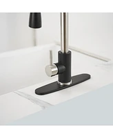 Greenspring Single-Handle Pull-Out Sprayer Kitchen Faucet with Supply Lines Matte Black and Brushed Nickel