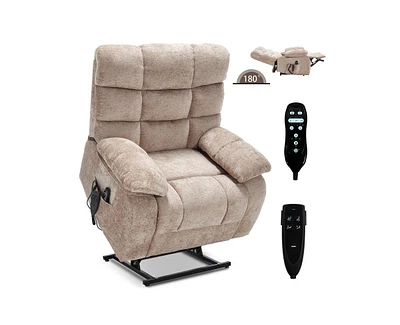 Lift Recliner Chair Heat Massage Dual Motor Infinite Position Up to 350 Lbs Large Electric Power Recliners with Power-Remote, Medium-firm and Hea