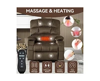 Dual Motor Infinite Position Up to 350 Lbs Chenille Power Lift Recliner Chair with 8-Point Vibration Massage and Lumbar Heating Dual Cup Holders