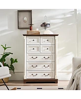 7 Drawer Bathrooom Cabinet Chest with Wooden Base and Riser Trim