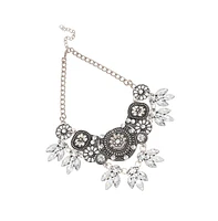 Sohi Women's Blue Circular Foliage Drop Statement Necklace