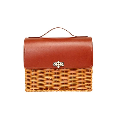 Women's The Rattan Medecin Hand Bag - Russet Brown