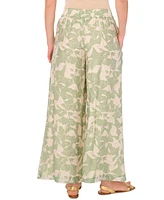 Vince Camuto Women's Vine-Print Wide-Leg Pull-On Pants