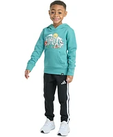 adidas Toddler & Little Boys Long-Sleeve Graphic Fleece Pullover Hoodie Jogger Pants, 2 Piece Set