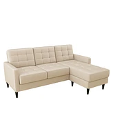 Gold Sparrow 82" Velvet Logan Reversible Sectional Sofa with Ottoman, Created for Macy's