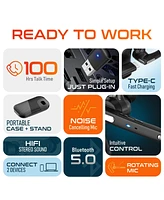 Ultralight Bluetooth Headset with Noise Cancelling Microphone, Bluetooth Earpiece with Charging Case, Auto Pair Usb Dongle for Pc/Laptop, Compatible w