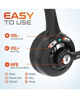 Delton 10X Bluetooth Computer Headset, Over-the-Head Single Ear Wireless Headset with Noise Canceling Mic, Usb Dongle for Computer/Laptop, Perfect for