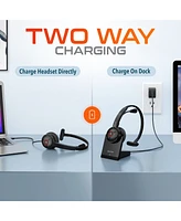 Delton Noise Canceling Bluetooth Computer Headset with Charging Dock, Auto Pair Usb Dongle for Pc/Laptop, Compatible with Ms Teams, Zoom, Google Meet,
