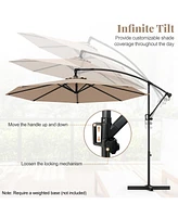 Gymax 10 Ft Patio Offset Umbrella w/ X-shaped Base Infinite Tile & 360° Rotation
