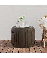 Mondawe 48 Gallon Round Resin Outdoor Storage Sturdy Deck Box