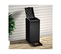 Mondawe 31 Gallon Large Outdoor Trash Can with Lid and Liquid Drawer