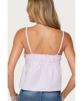 Edikted Women's Avenly Striped Tie Front Babydoll Top
