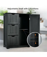 Volenca Bathroom Floor Cabinet Side Storage with 3 Drawers and 1 Cupboard