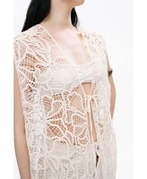 Nocturne Women's Floral Embroidered Detailed Vest