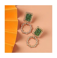 Sohi Women's Green Circular Drop Earrings