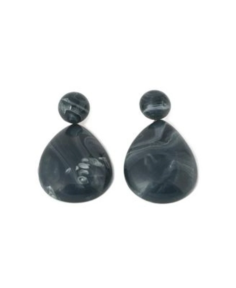 Sohi Womens Grey Textured Teardrop Earrings