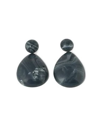 Sohi Womens Grey Textured Teardrop Earrings