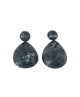Sohi Womens Grey Textured Teardrop Earrings