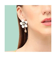Sohi Women's Silver Flower Drop Earrings