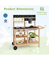 Outdoor Play Kitchen with Blackboard and Planting Pots