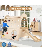 8-in-1 Indoor Jungle Gym Wooden Playground with Swing and Climbing Wall