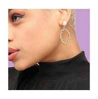 Sohi Women's Gold Embellished Circular Drop Earrings