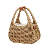 Women's The Straw-Trinity Hand Bag - Khaki Brown