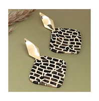 Sohi Women's Black Pavement Drop Earrings
