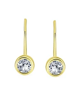Bling Jewelry Classic .50CT Cz Round Solitaire Bezel Set Cubic Zirconia Drop Earrings Yellow Gold Plated .925 Sterling Silver French Wire Threader Fis