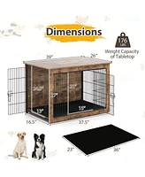 Dog Crate Furniture with Cushion and Double Doors for Small/Medium Dogs