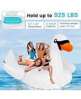 Mecale Giant Inflatable Swan Floating Island 4-Person Pool Float with 4 Cups Holders