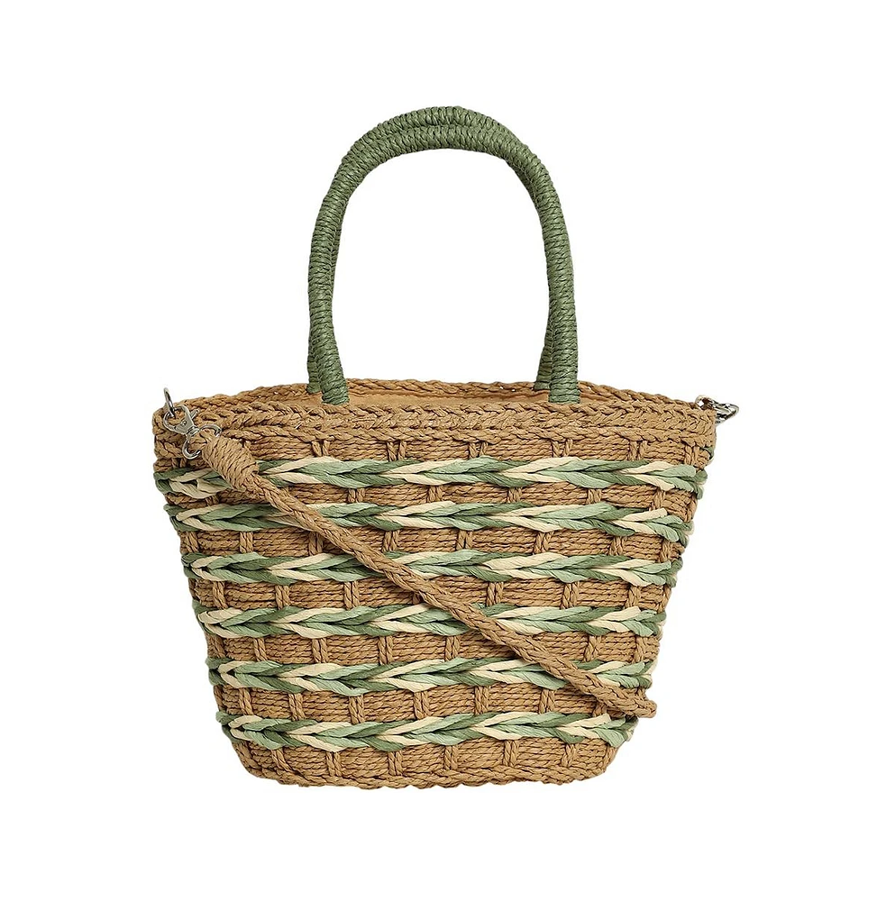 Women's The Straw-Twist Bucket Bag - Sage Green:Khaki Brown