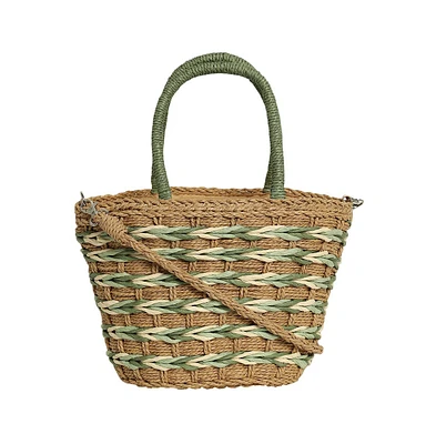 Women's The Straw-Twist Bucket Bag - Sage Green:Khaki Brown