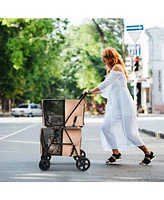 4-in-1 Double Pet Stroller with Detachable Carrier and Travel Carriage