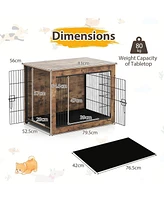 Ecooso Dog Crate Furniture with Cushion and Double Doors for Small/Medium Dogs