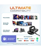 Delton Wireless Headset for Computer with Charging Case, Bluetooth Headset with Noise-Cancelling Mic, Specially Designed for Ms Team, Zoom, Google Mee
